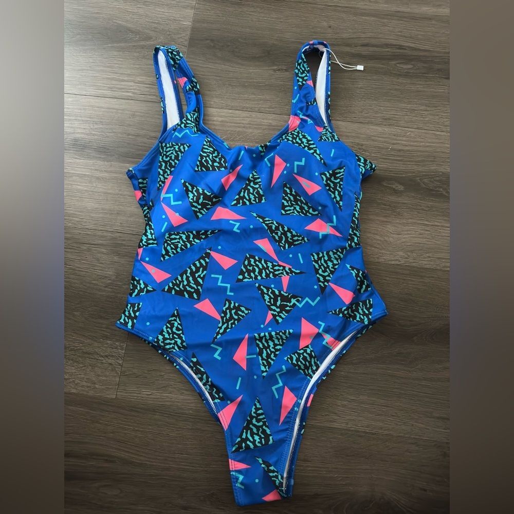 MIAIULIA Women's Retro 80s/90s Inspired High Cut Low Back Padding One Piece Swim
